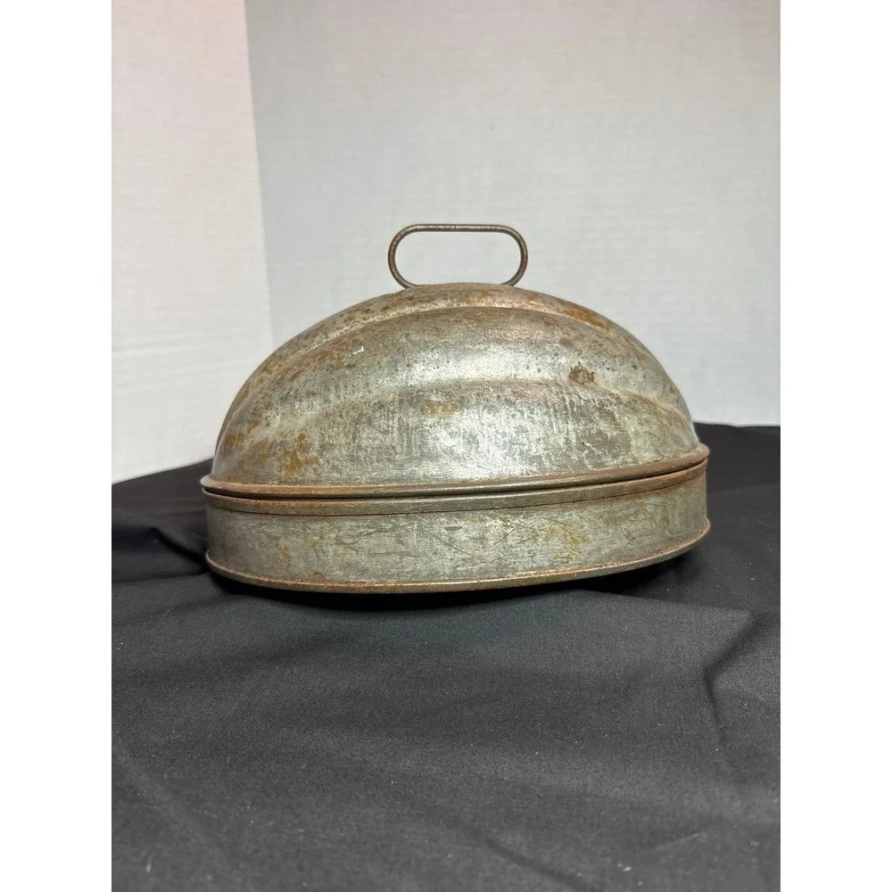Vintage Tin Plum Pudding Jello Mold, Acorn Melon‎ Shape, Cake Pan Handles